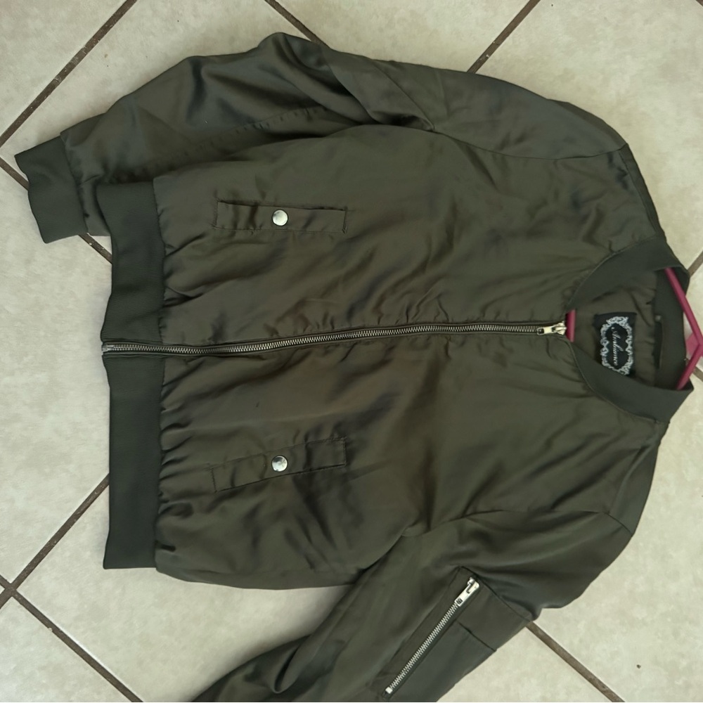 Ambiance Dark Green Bomber Jacket